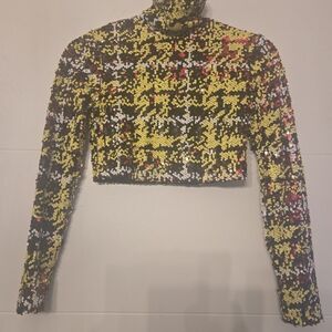 AKIRA Vibrant Yellow and Black Sequin Crop Top